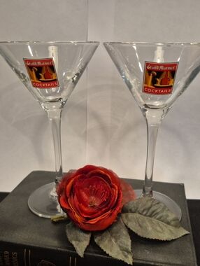 Vintage Grand Marnier 1980s Martini Cocktail Glasses ~ Set of 2